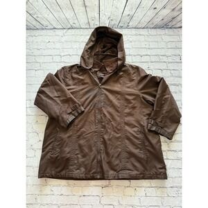 Weather Tamer Men's 3XLarge Brown Full Zip Jacket‎ Detach Hoodie Zip Pockets EUC